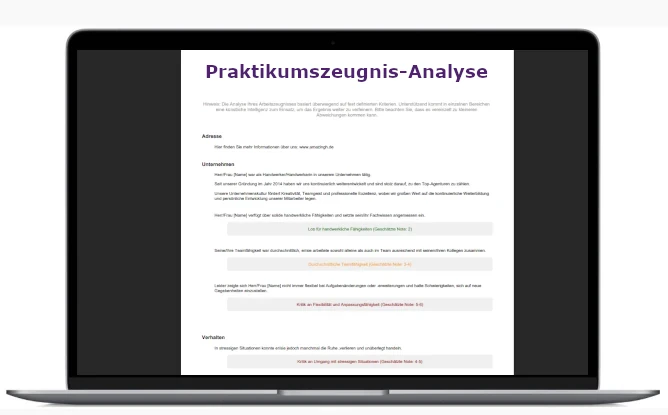 Kostenlose Analyse eines Praktikumszeugnisses